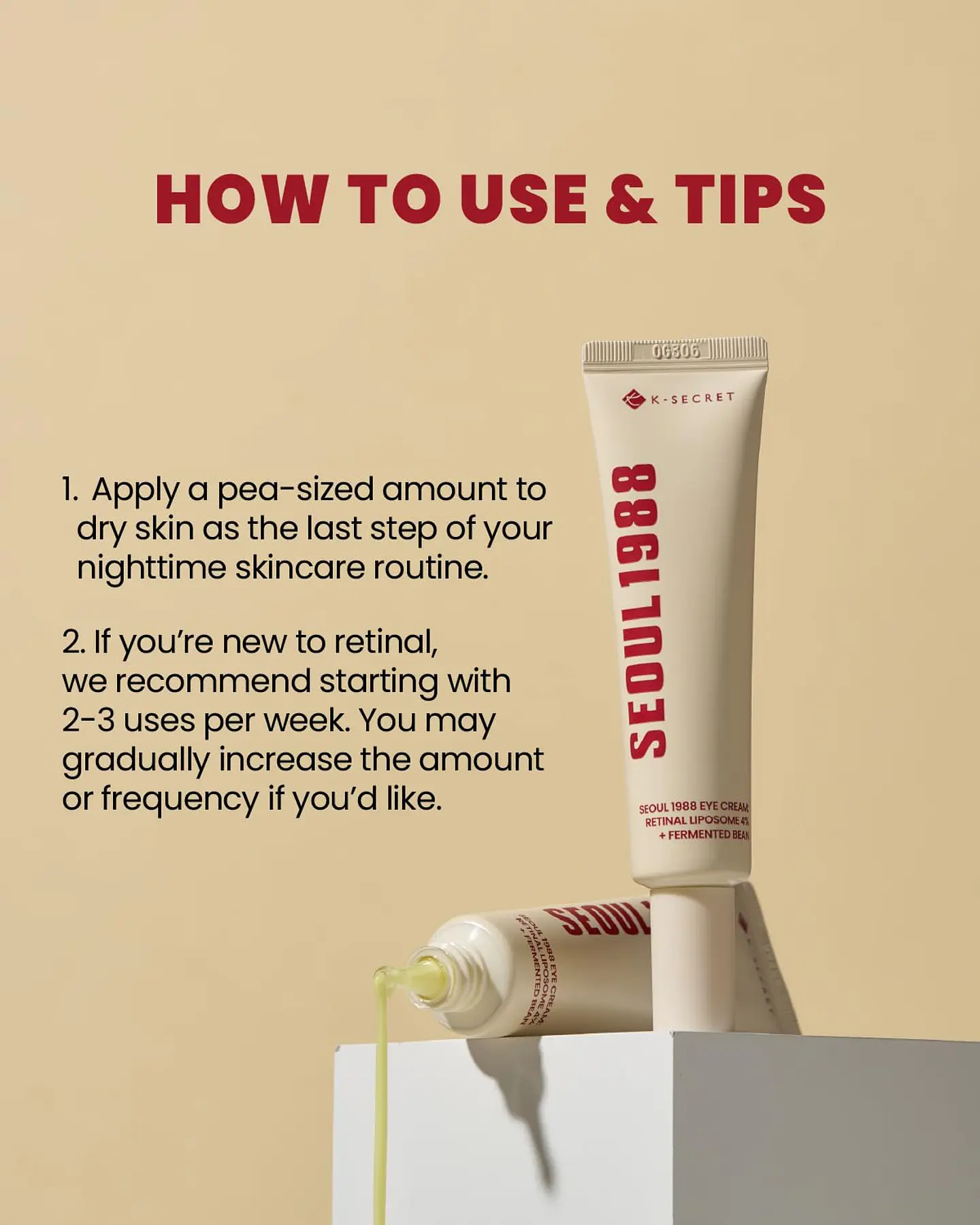 Seoul 1988 Eye Cream: Retinal Liposome 4% + Fermented Bean (K-Secret) -30ml Crema contorno de ojos antiedad con retinal, bakuchiol y péptidos 3