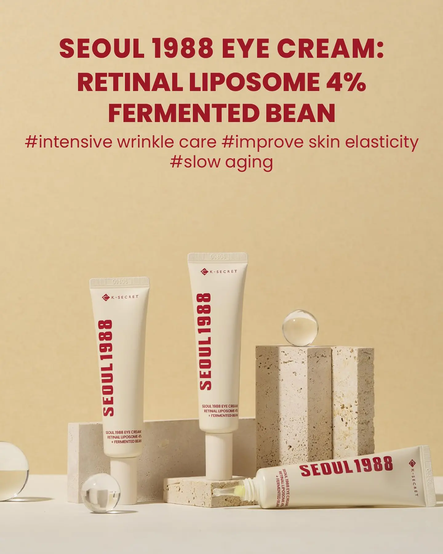 Seoul 1988 Eye Cream: Retinal Liposome 4% + Fermented Bean (K-Secret) -30ml Crema contorno de ojos antiedad con retinal, bakuchiol y péptidos 7