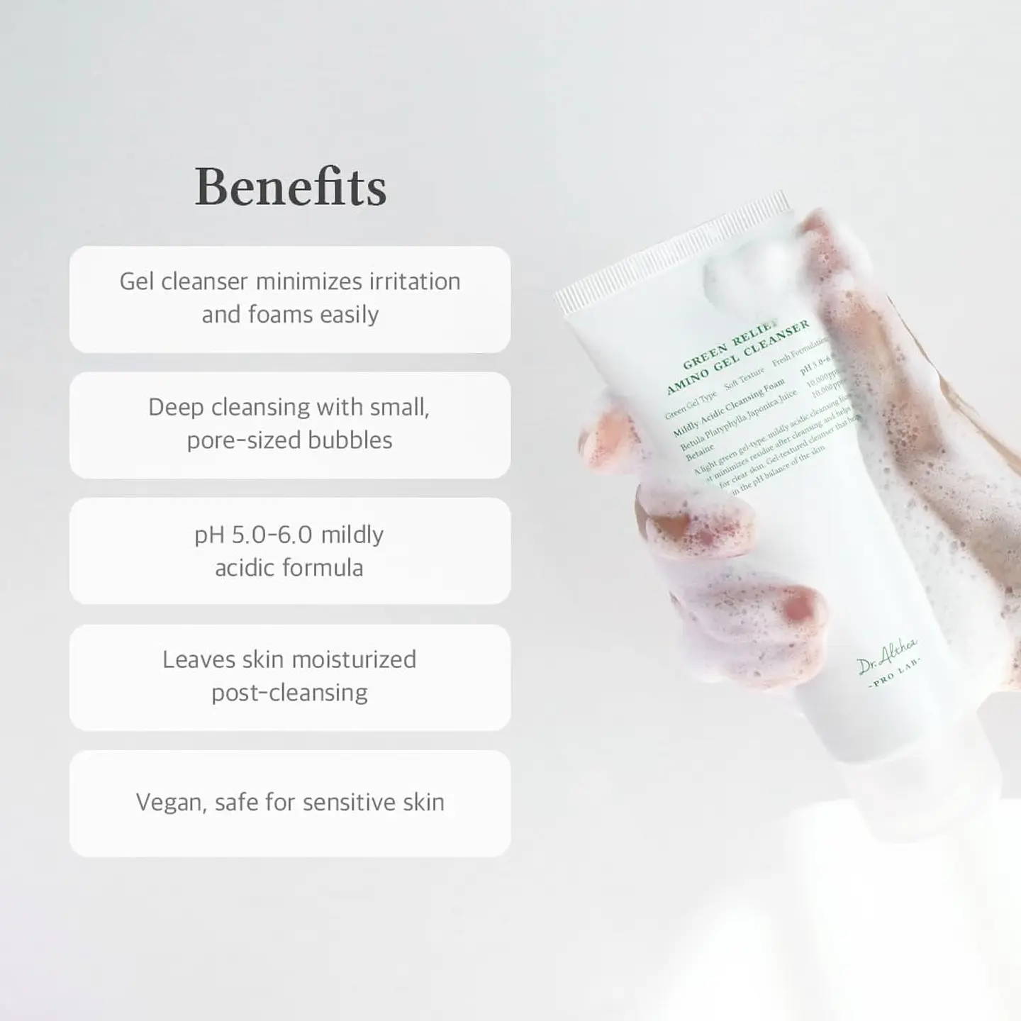 Green Relief Amino Gel Cleanser (Dr Althea) -100ml - Limpiador en espuma pieles sensibles 8