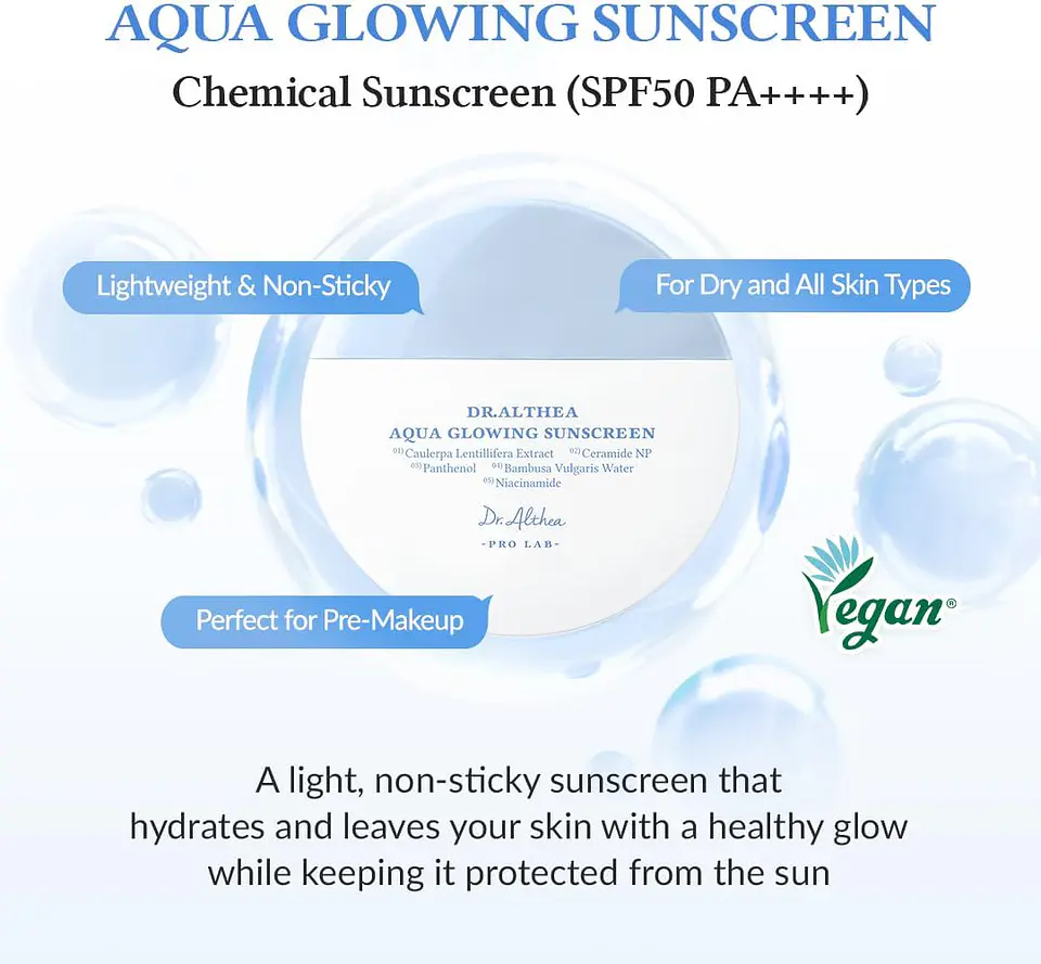 Aqua Glowing Sunscreen (Dr Althea)  - 45 ml Protector solar hidratante y calmante 3