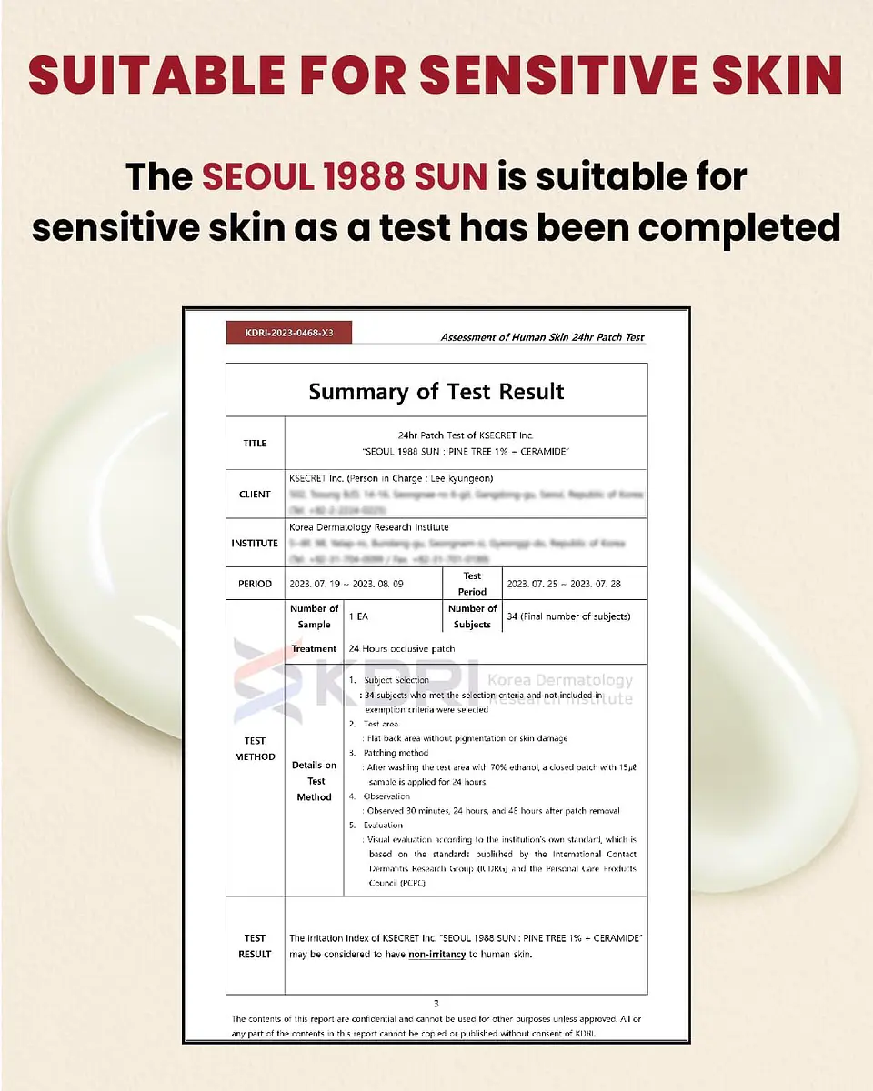 Seoul 1988 Sun: Pine Tree + Ceramide (K-Secret) - Protector solar  2