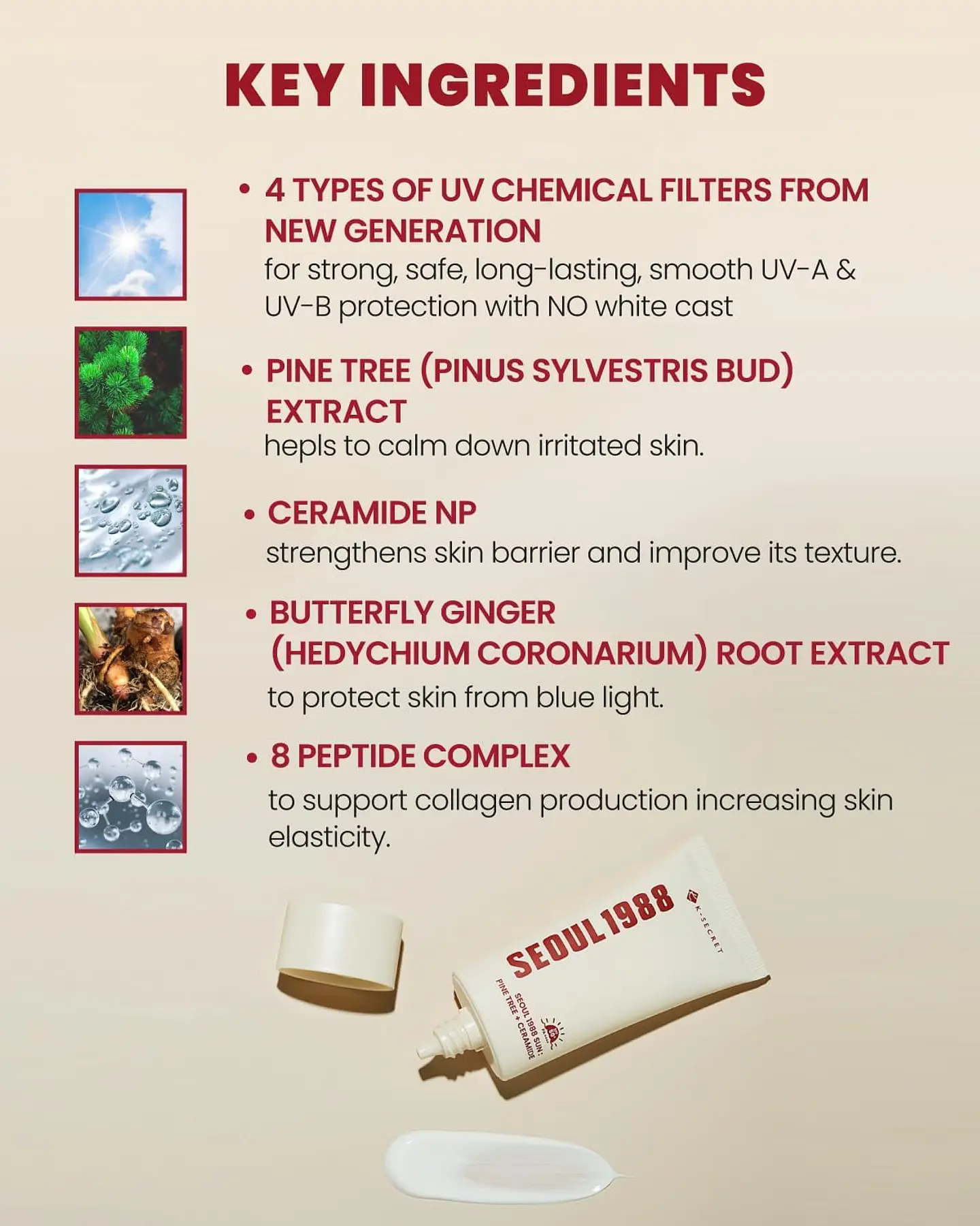 Seoul 1988 Sun: Pine Tree + Ceramide (K-Secret) - Protector solar  3