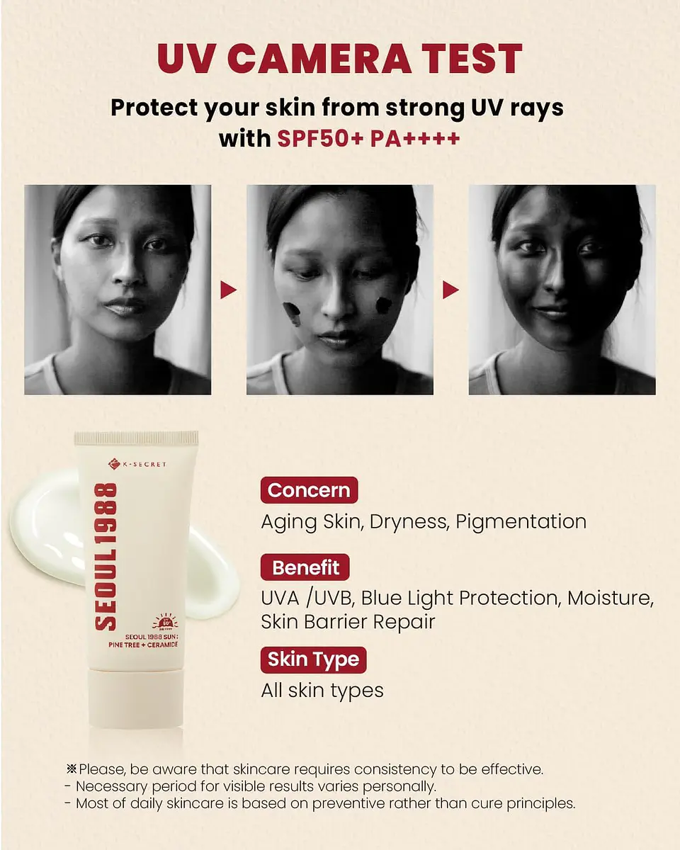Seoul 1988 Sun: Pine Tree + Ceramide (K-Secret) - Protector solar  4