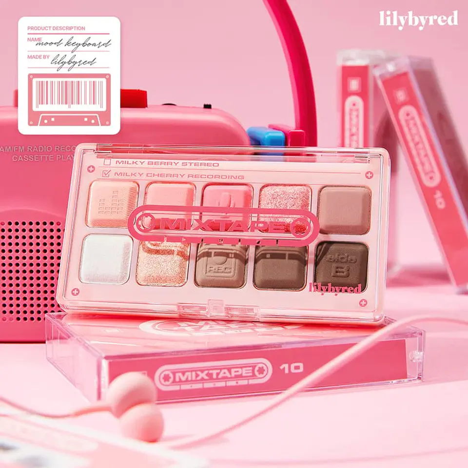 Mood Keyboard Mix Balm Set 10 #Milky Cherry Recording Paleta de sombras + bálsamos 5