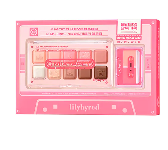 Mood Keyboard Mix Balm Set 10 #Milky Cherry Recording Paleta de sombras + bálsamos