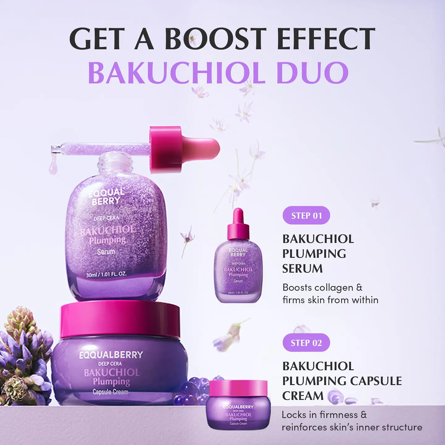 Bakuchiol Plumping Serum (Eqqualberry)  -30ml Serum antiedad con bakuchiol, péptidos  7