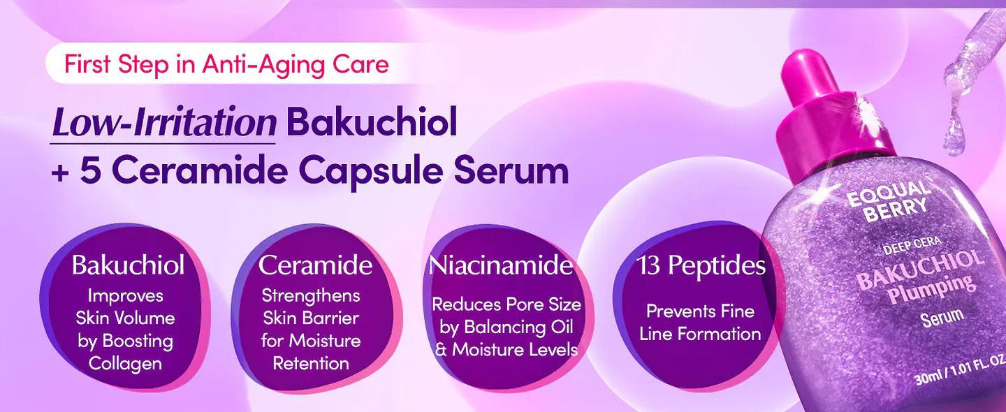 Bakuchiol Plumping Serum (Eqqualberry)  -30ml Serum antiedad con bakuchiol, péptidos  9