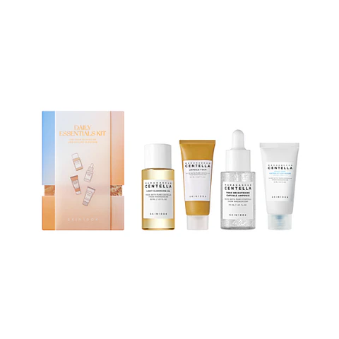Daily Essential Kit (SKIN1004) - Set Centella Light Cleansing Oil + Ampoule foam 20ml + Tone Brightening Capsule Ampoule 30ml + Hyalu‑Cica Water‑Fit Sun Serum 15ml
