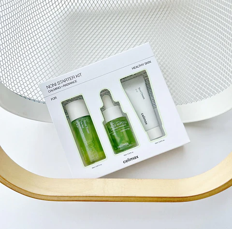 Noni Starter Kit Calming + Radiance (Celimax) - Set de viaje Tónico 20ml + Serum 10ml + Crema 10ml