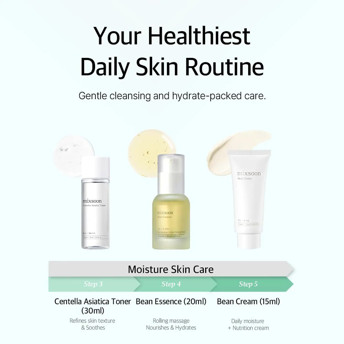 Pure Glow Essentials Set (Mixsoon) - Set de viaje Limpiador oleoso 20ml + Limpiador en espuma 20ml + Tónico 30ml + Esencia 20ml + Crema 15ml 5