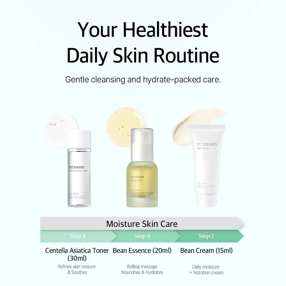 Pure Glow Essentials Set (Mixsoon) - Set de viaje Limpiador oleoso 20ml + Limpiador en espuma 20ml + Tónico 30ml + Esencia 20ml + Crema 15ml 5