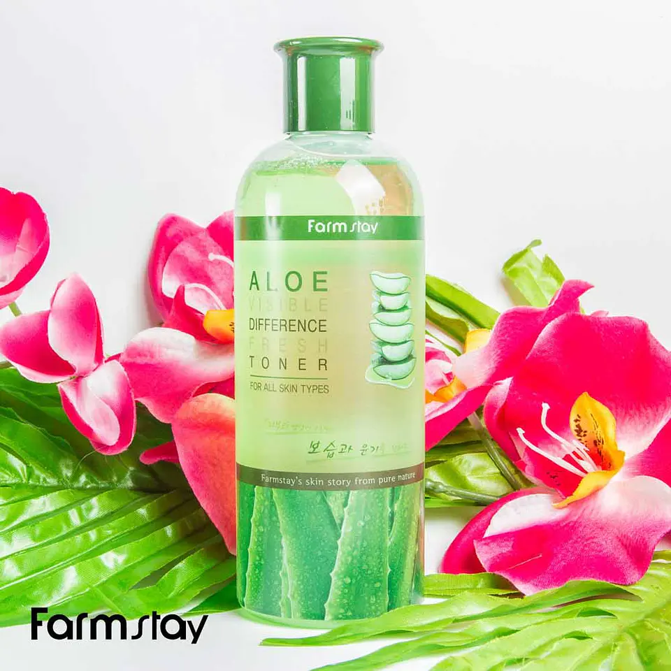 Aloe Visible Difference Fresh Toner (Farm Stay) - 350ml Tónico aloe vera, té verde y hierbas 8