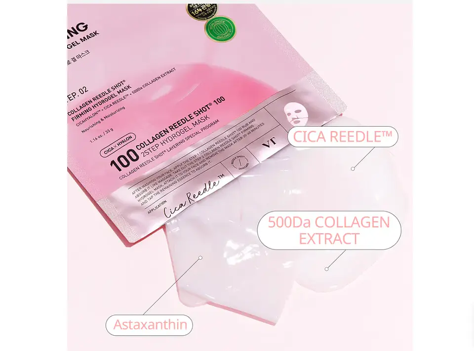 100 Collagen Reedle Shot 100 2Step Hydrogel Mask (VT Cosmetics) - Mascarilla hidratante con microagujas 5