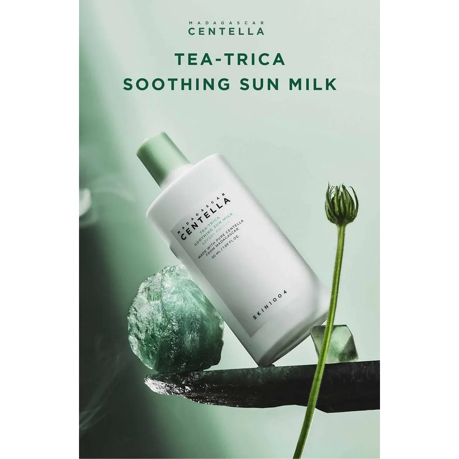 Madagascar Centella Tea-Trica Soothing Sun Milk (SKIN1004) - Protector solar ligero con árbol de té para pieles mixtas y grasas 5