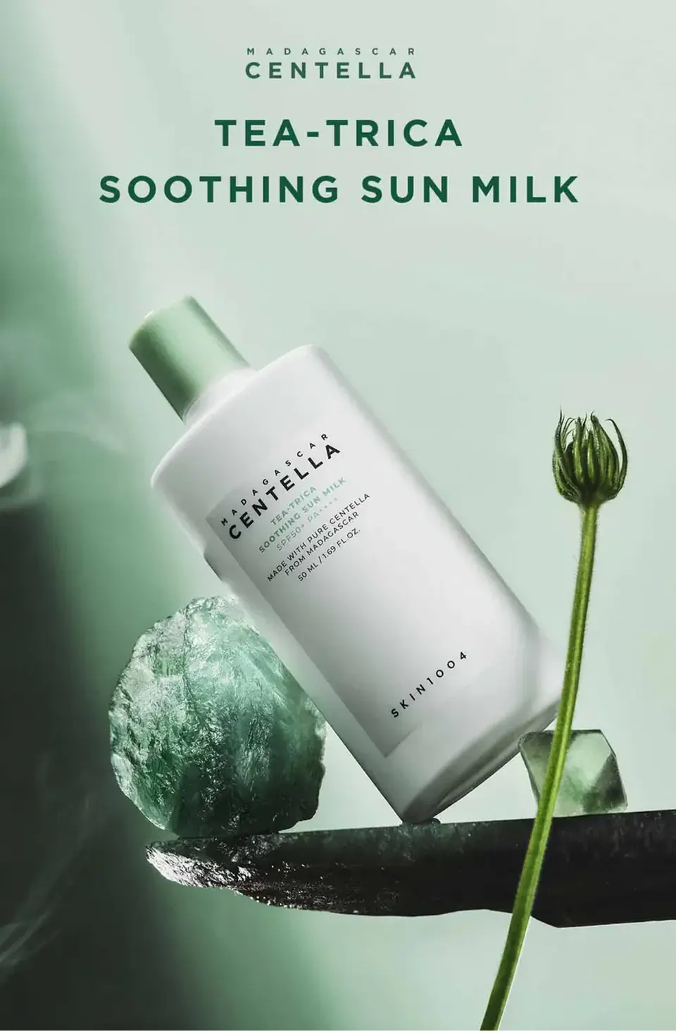 Madagascar Centella Tea-Trica Soothing Sun Milk (SKIN1004) - Protector solar ligero con árbol de té para pieles mixtas y grasas 5