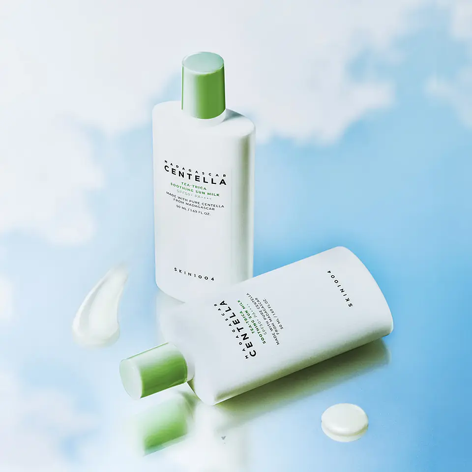 Madagascar Centella Tea-Trica Soothing Sun Milk (SKIN1004) - Protector solar ligero con árbol de té para pieles mixtas y grasas 6