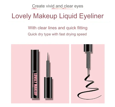 Lovely Makeup Liquid Eyeliner (Organic Farm) - Delineador líquido negro