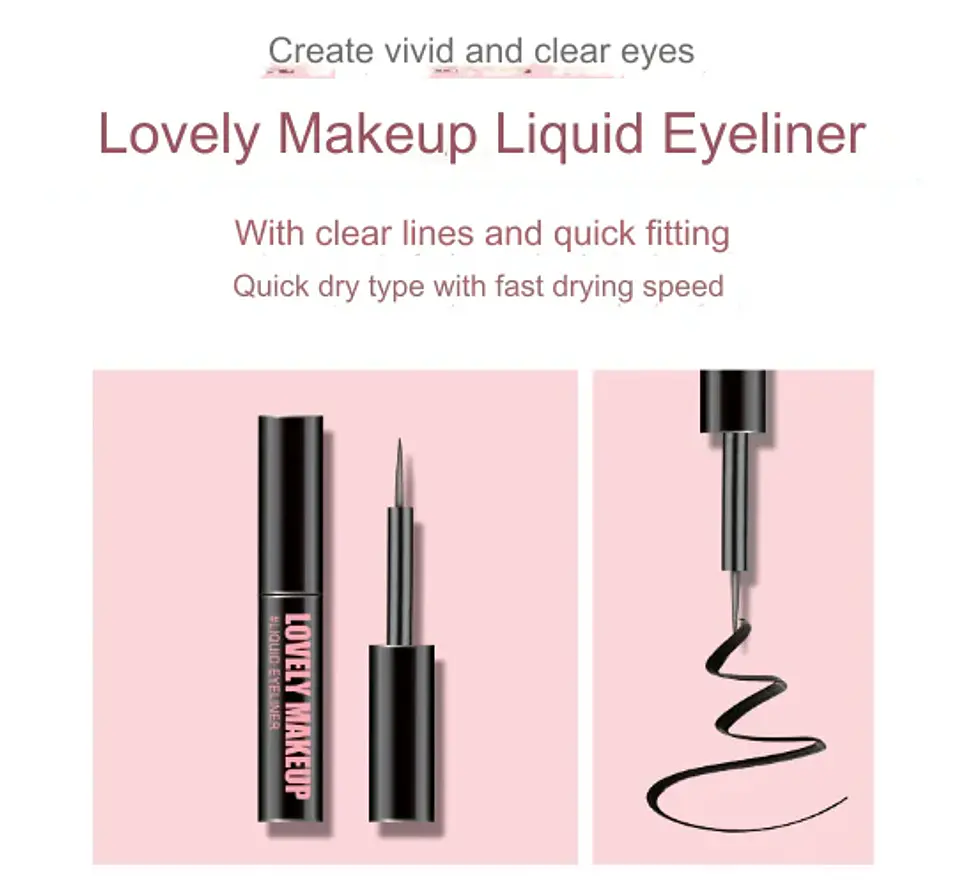 Lovely Makeup Liquid Eyeliner (Organic Farm) - Delineador líquido negro 2