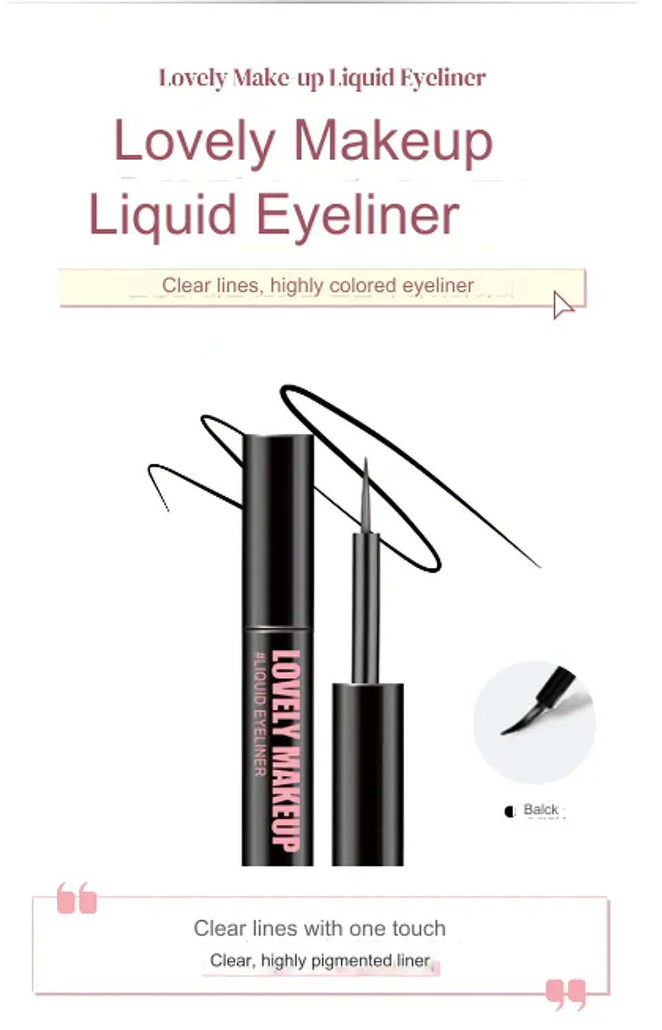 Lovely Makeup Liquid Eyeliner (Organic Farm) - Delineador líquido negro 3