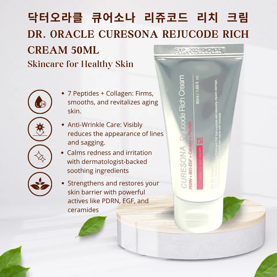 Curesona Rejucode Rich Cream PDRN + BIO-EGF + Calcium + Peptide (Dr. Oracle) - 50ml  6