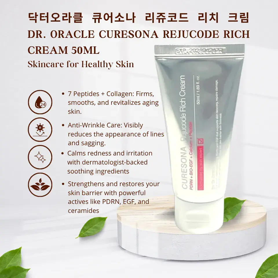 Curesona Rejucode Rich Cream PDRN + BIO-EGF + Calcium + Peptide (Dr. Oracle) - 50ml  6
