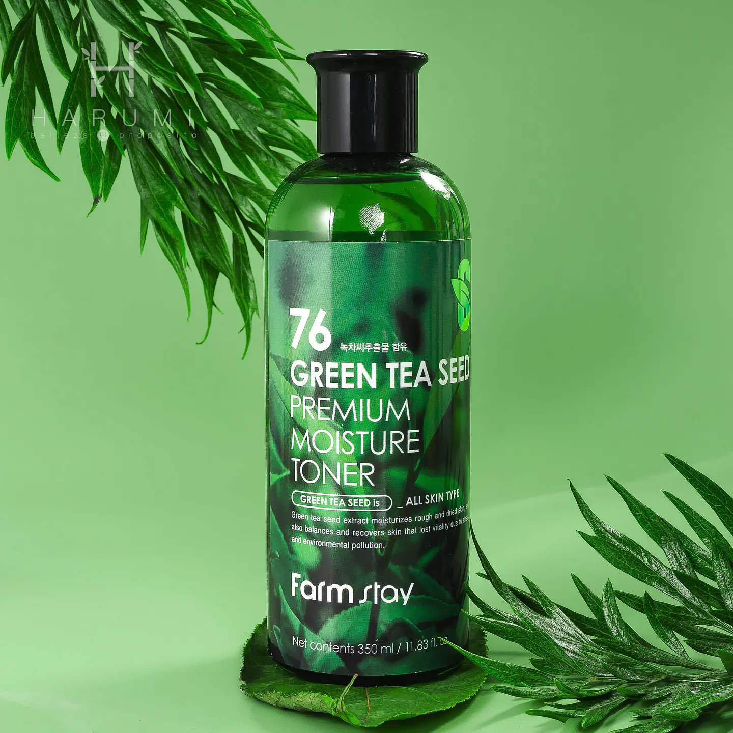 76 Green Tea Seed Premuim Moisture Toner (Farm Stay) - 300 ml Tónico de té verde, con centella asiática, manzanilla y aloe vera   13