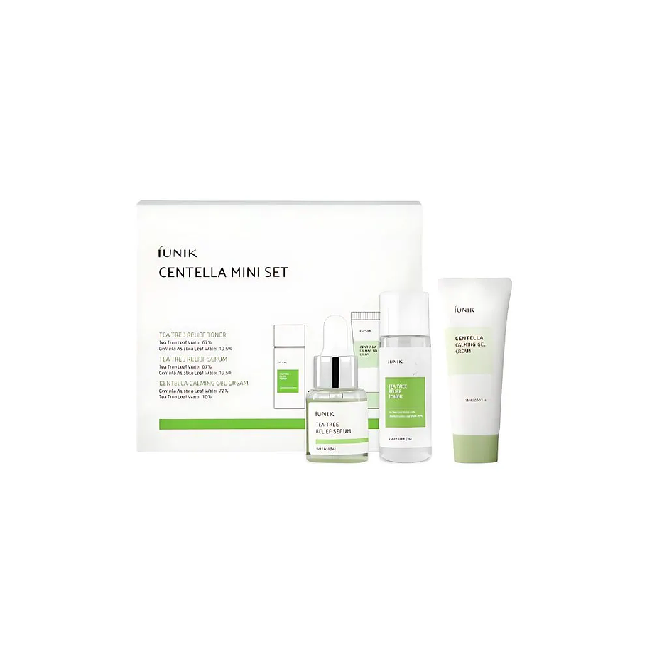 Centela Mini Set (IUNIK) .- Set calmante pieles grasas Tónico  25ml  + Serum 15ml  + Crema 15ml  6