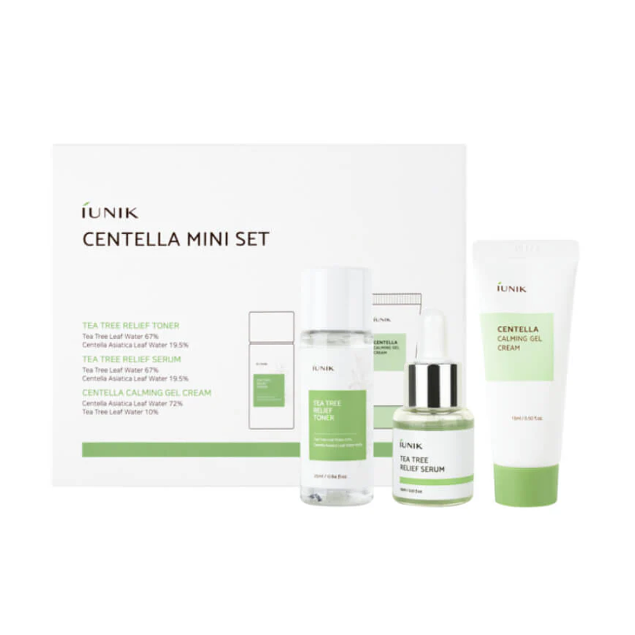 Centela Mini Set (IUNIK) .- Set calmante pieles grasas Tónico  25ml  + Serum 15ml  + Crema 15ml  1