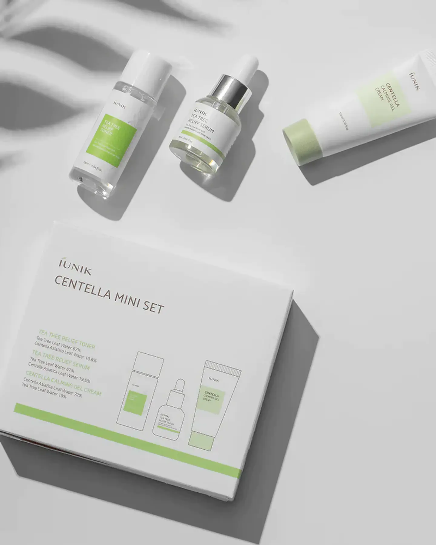 Centela Mini Set (IUNIK) .- Set calmante pieles grasas Tónico  25ml  + Serum 15ml  + Crema 15ml  3