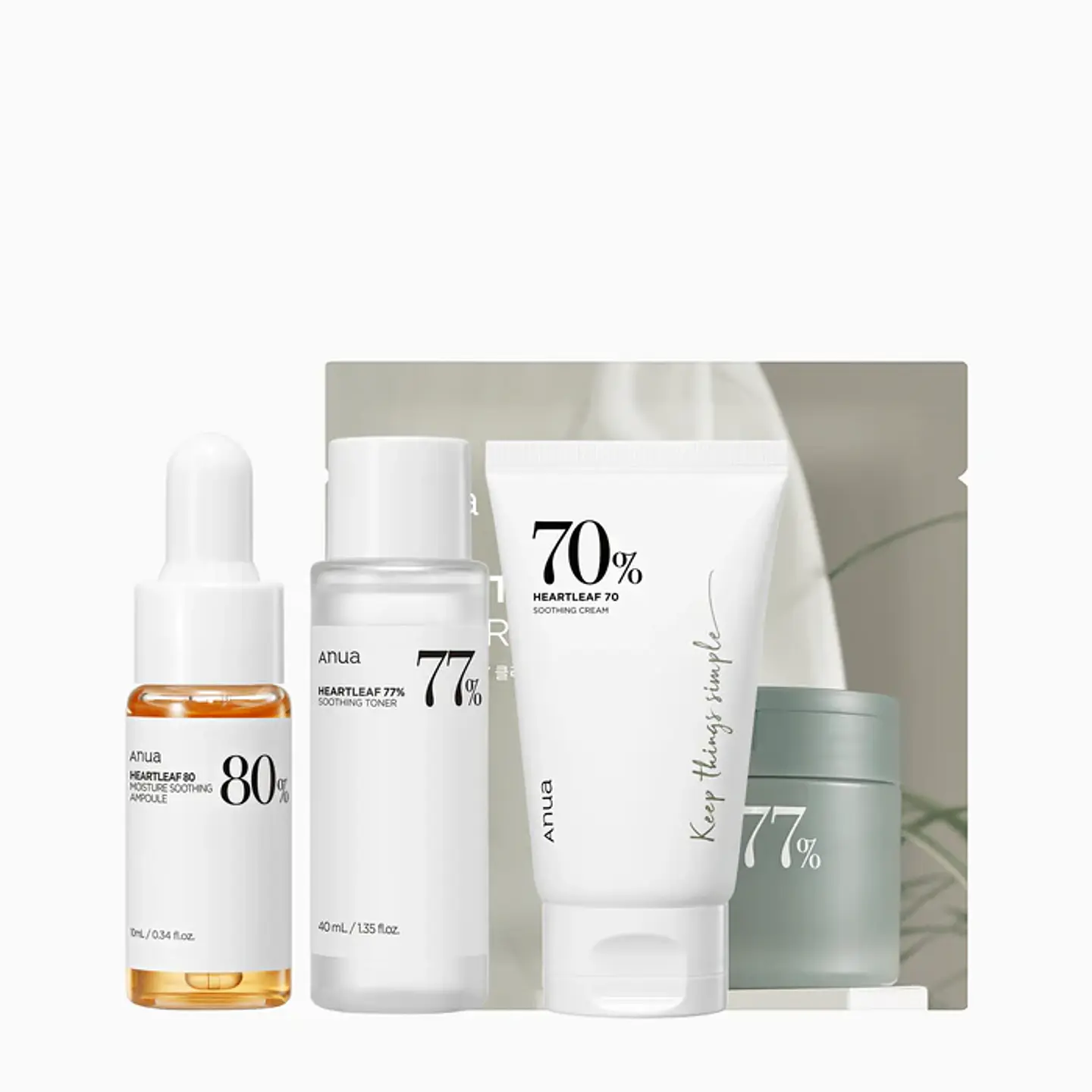 Heartleaf Trial Kit (ANUA) - Set de miniaturas Tónico 40ml + Loción 20ml + Ampoule 10ml + 2 Pads 1