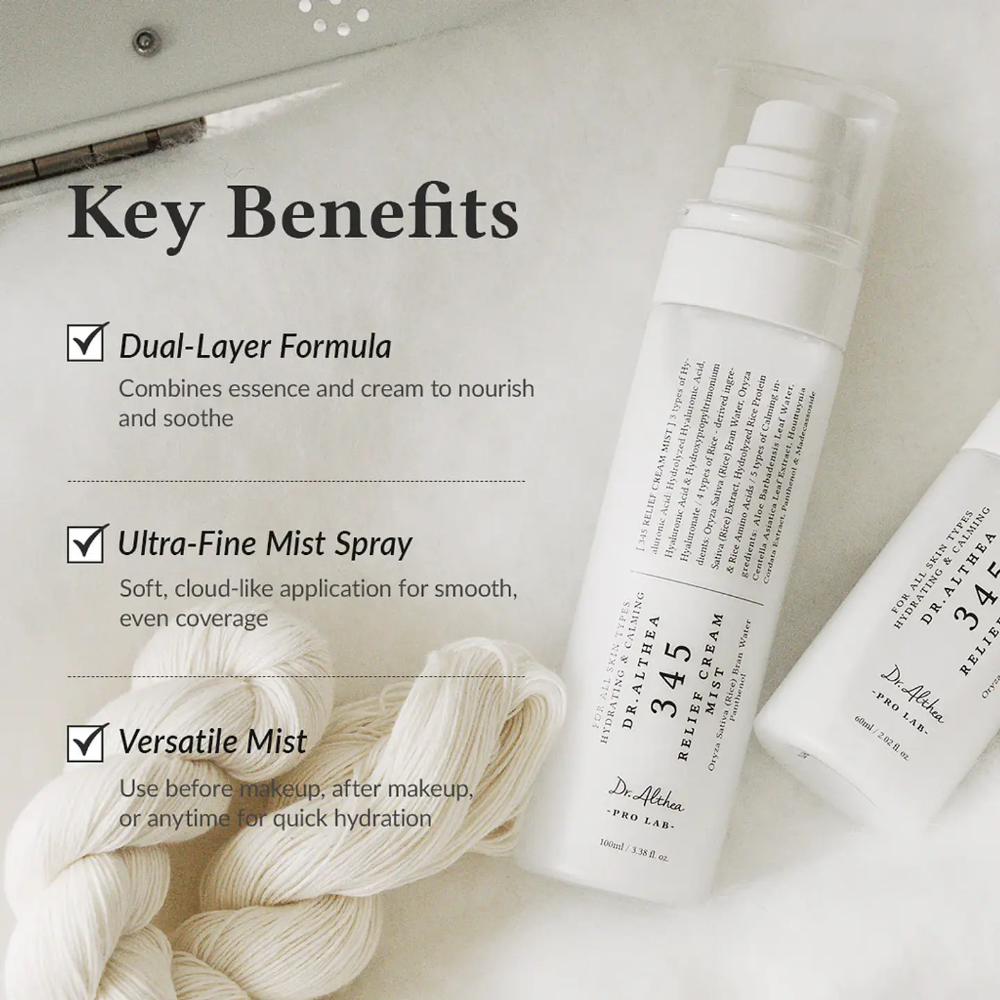 345 Relief Cream Mist (Dr. Althea) -60ml o 100ml  Bruma facial hidratante y calmante 4