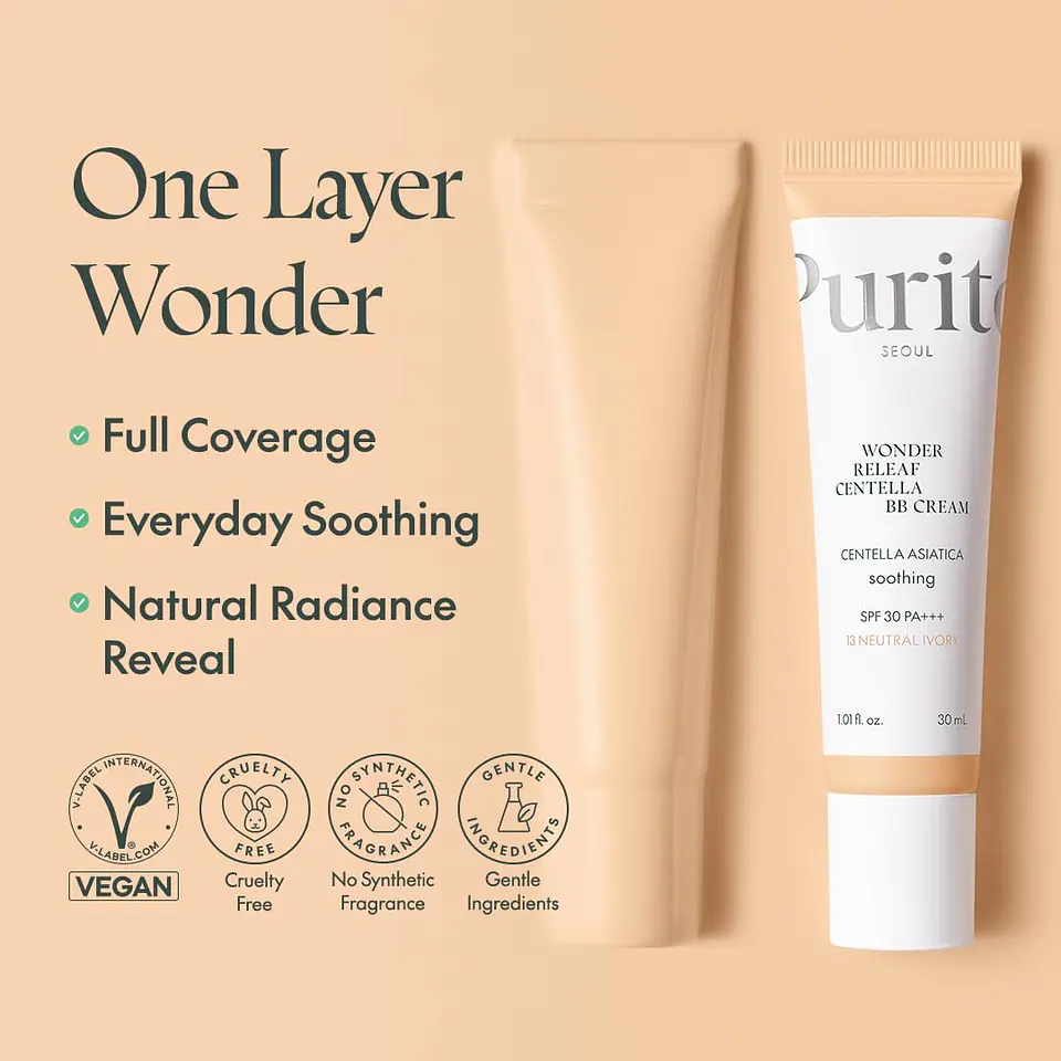 Wonder Releaf Centella BB Cream (Purito) - 30ml Bb cream con centella asiática pieles sensibles 7