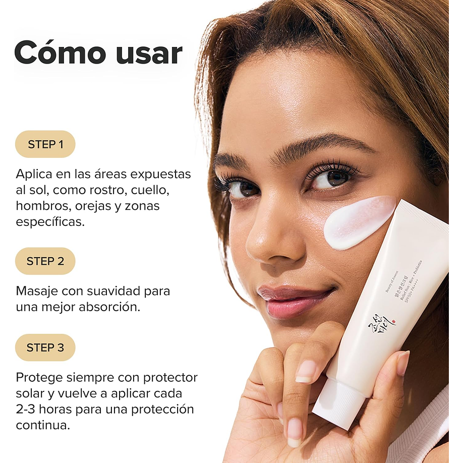 Relief Sun Rice + Probiotics SPF50+ PA++++ (Beauty of Joseon) -50ml Protector solar aclarante con arroz y probióticos 8
