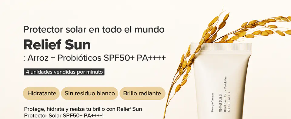 Relief Sun Rice + Probiotics SPF50+ PA++++ (Beauty of Joseon) -50ml Protector solar aclarante con arroz y probióticos 18