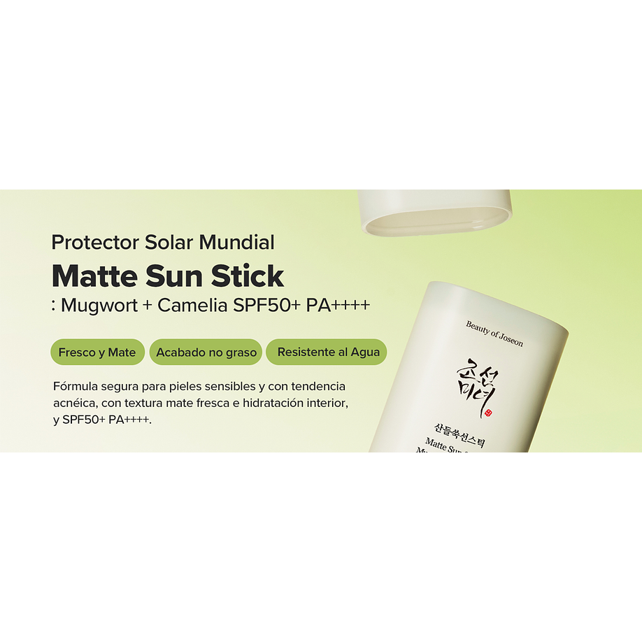 Matte Sun Stick : Mugwort + Camelia SPF 50+ PA++++ (Beauty of Joseon) 18gr Protector solar en barra matificador 15
