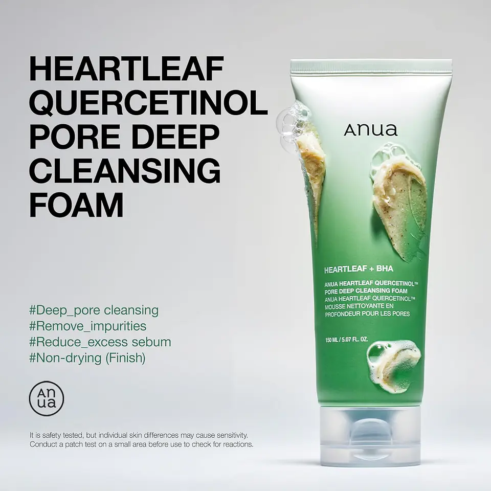 Heartleaf Quercetinol Cleansing Foam (Anua) - 150ml - Limpiador en espuma calmante  5