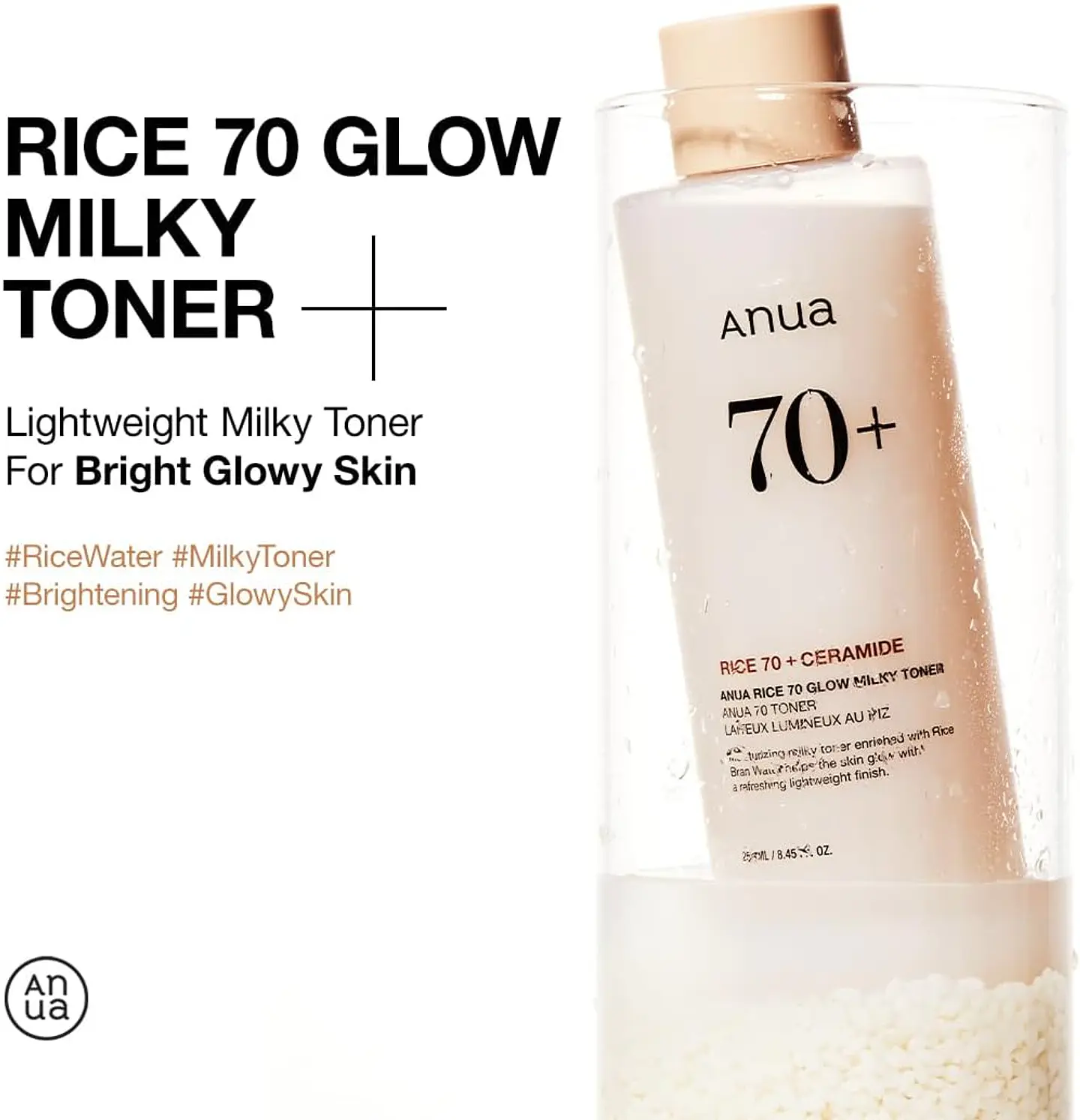 Rice 70 Glow Milky Toner (Anua) - 250ml Tónico de leche iluminador 3
