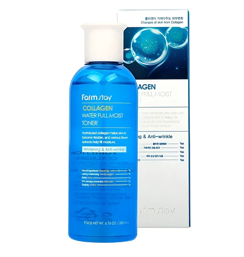 Collagen Water Full Moist All Day Toner (Farm Stay) -200ml Tónico de Colágeno, ácido hialurónico y niacinamida