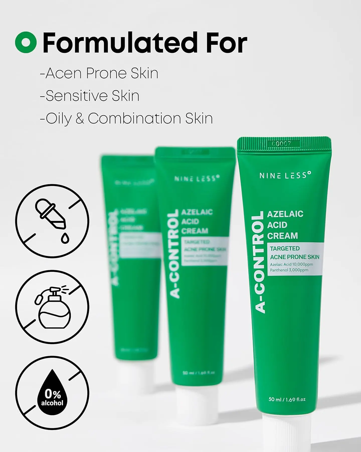 A Control Azelaic Acid Cream (Nineless) - 50ml Crema para pieles problemáticas o con acné 3