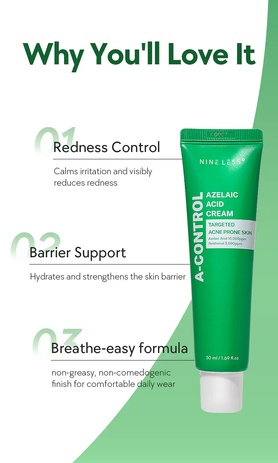 A Control Azelaic Acid Cream (Nineless) - 50ml Crema para pieles problemáticas o con acné 4
