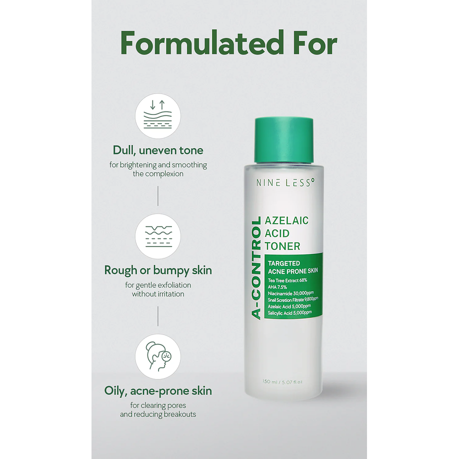 A-Control Azelaic Acid Toner (Nineless) - 150ml Tónico pieles problemáticas o con acné 4