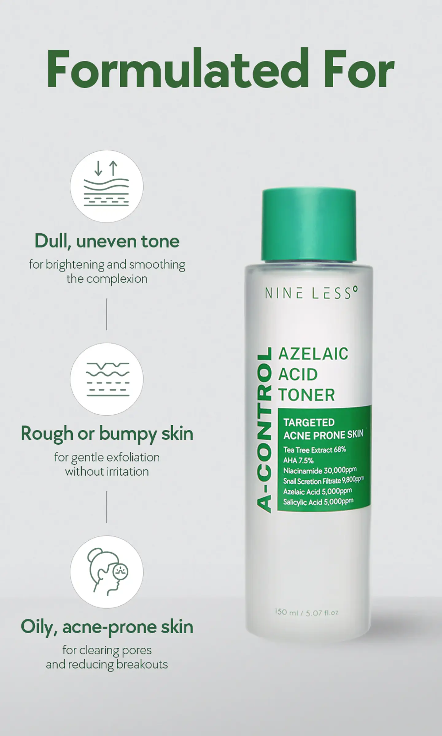 A-Control Azelaic Acid Toner (Nineless) - 150ml Tónico pieles problemáticas o con acné 4
