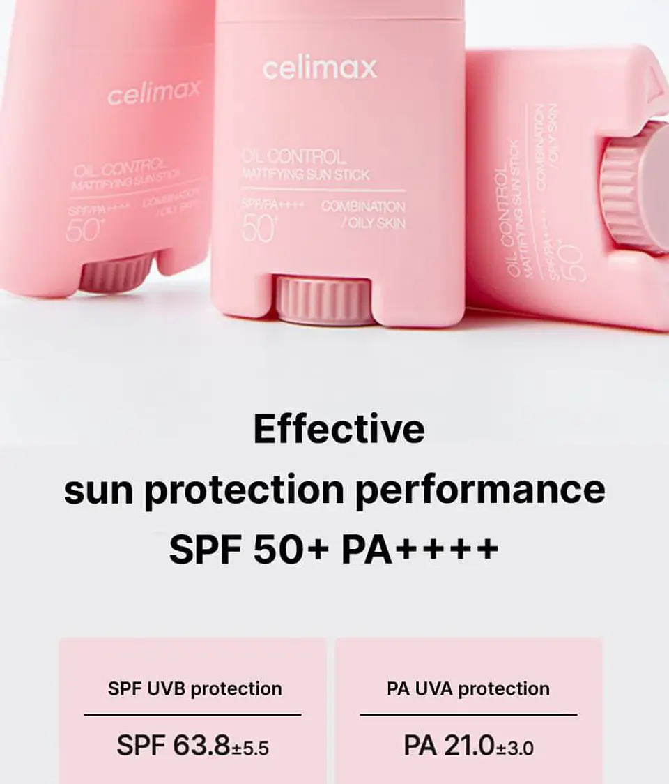Oil Control Mattifying Sun Stick (Celimax) - 19g - Protector solar en barra matificador  7