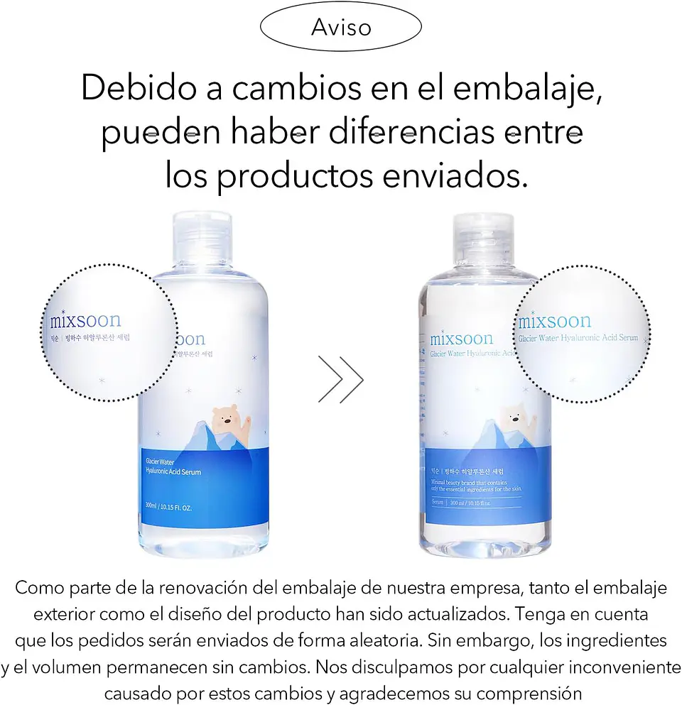  Glacier Water Hyaluronic Acid Serum (Mixsoon) - 30ml Serum hidratante con ácido hialurónico y agua de glaciar 7