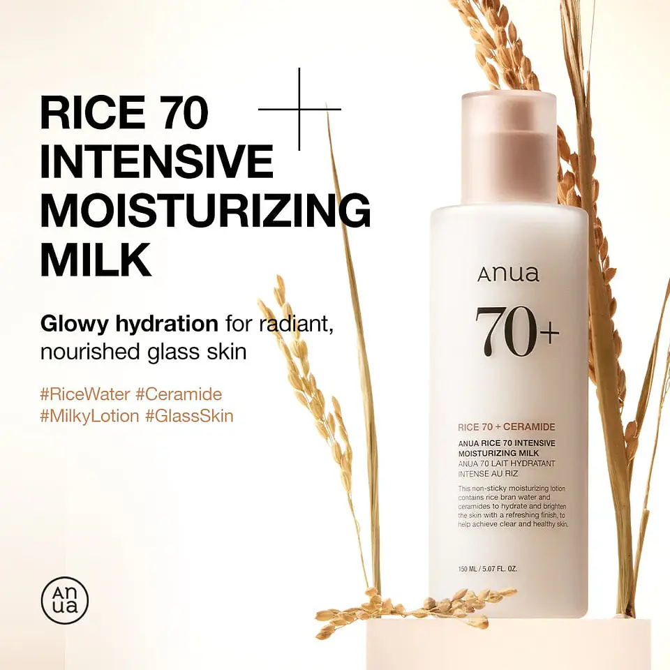  Rice Intensive Moisturizing Milk (Anua) -150ml Crema hidratante ligera aclarante con arroz 4