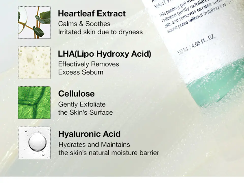  Heartleaf LHA Moisture Peeling Gel  (Anua) -120ml Limpiador Exfoliante suave 4