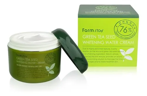 Green Tea Seed Brightening Water Cream (Farm Stay) -100ml Crema calmante aclarante pieles mixtas 76% té verde