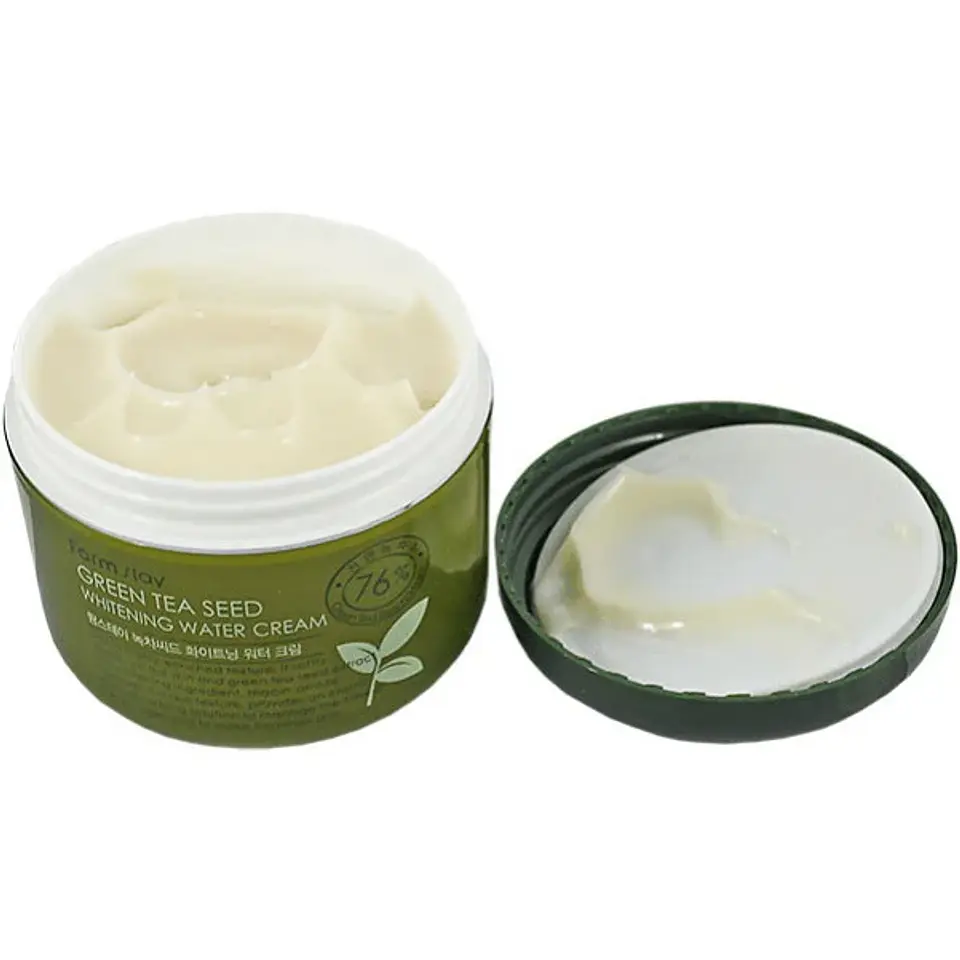 Green Tea Seed Brightening Water Cream (Farm Stay) -100ml Crema calmante aclarante pieles mixtas 76% té verde  3