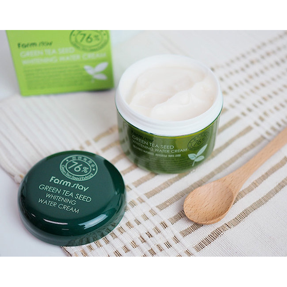 Green Tea Seed Brightening Water Cream (Farm Stay) -100ml Crema calmante aclarante pieles mixtas 76% té verde  5