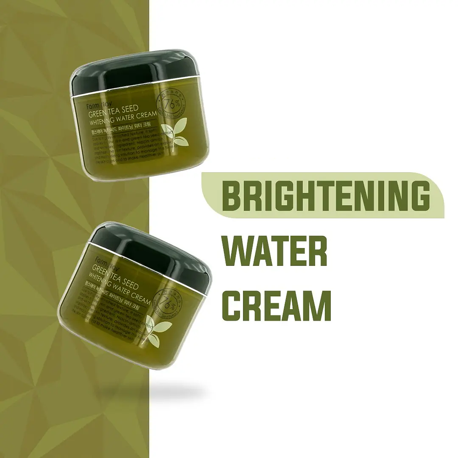 Green Tea Seed Brightening Water Cream (Farm Stay) -100ml Crema calmante aclarante pieles mixtas 76% té verde  12